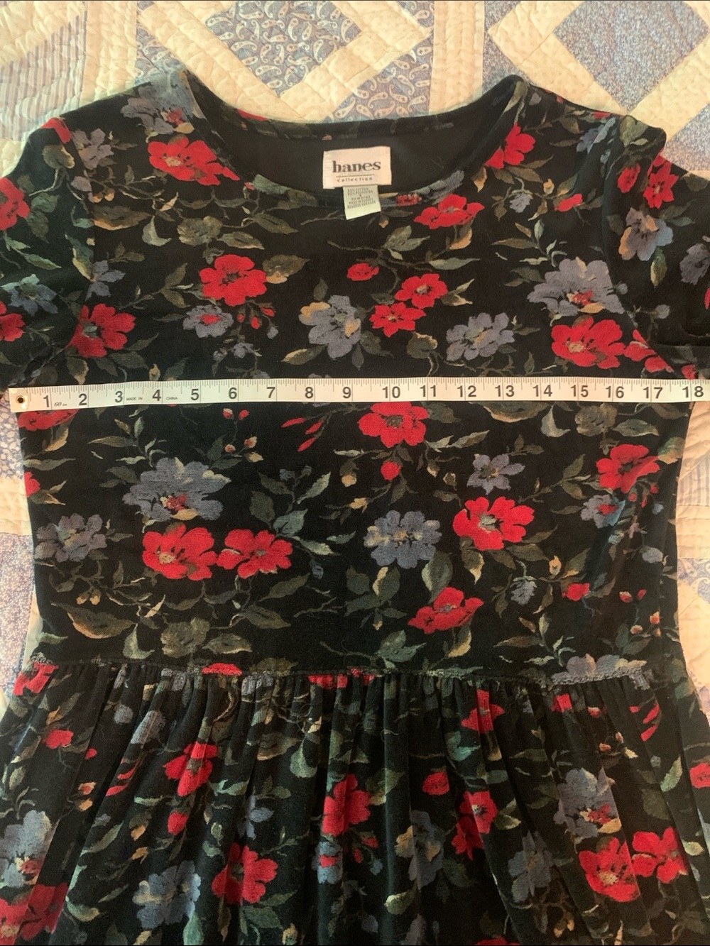 Pretty Velvet Floral Midi Dress in Size Small by Hanes Signature Collection